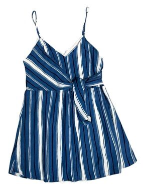 Everly Sundress Faux Wrap Tie Blue & White Size Large